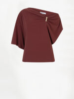 Gou Embellished Drapey Top - Berry Red