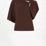 Gou Embellished Drapey Top - Chocolate Brown