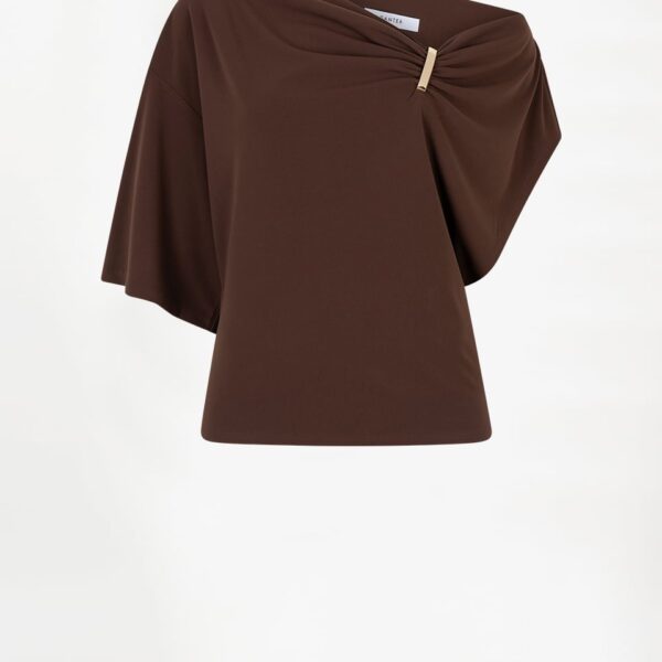 Gou Embellished Drapey Top - Chocolate Brown