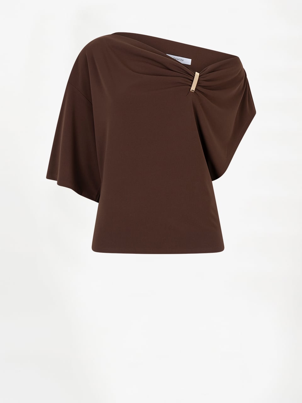 261481_8730_01_packshot_774 Gou Embellished Drapey Top - Chocolate Brown - Afbeelding 1