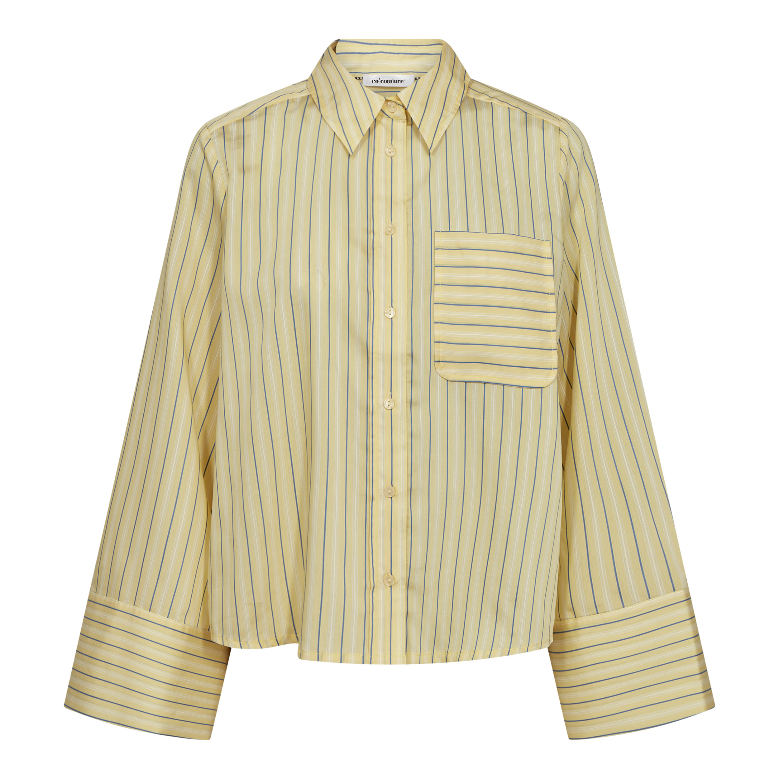 45054 - BlaineCC - Bell - sleeve - shirt - 171_01 BlaineCC Bell Sleeve Shirt - Pale Yellow - Afbeelding 1