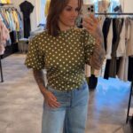 Dots Puff Blouse - Olive