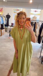 Milla Long Belt Dress -Kiwi - Afbeelding 5