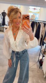 Ruffle Tie Blouse - Ecru