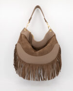 Vicky Suede Grain Leather Bag - Truffel Taupe