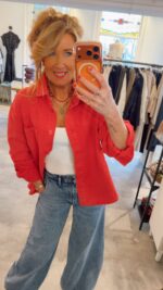 Denim Blouse - Red