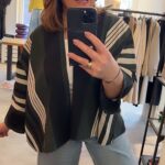 Milla Striped Kimono - Black/Olive