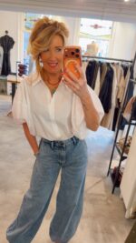 Short Puff Sleeve Blouse - White