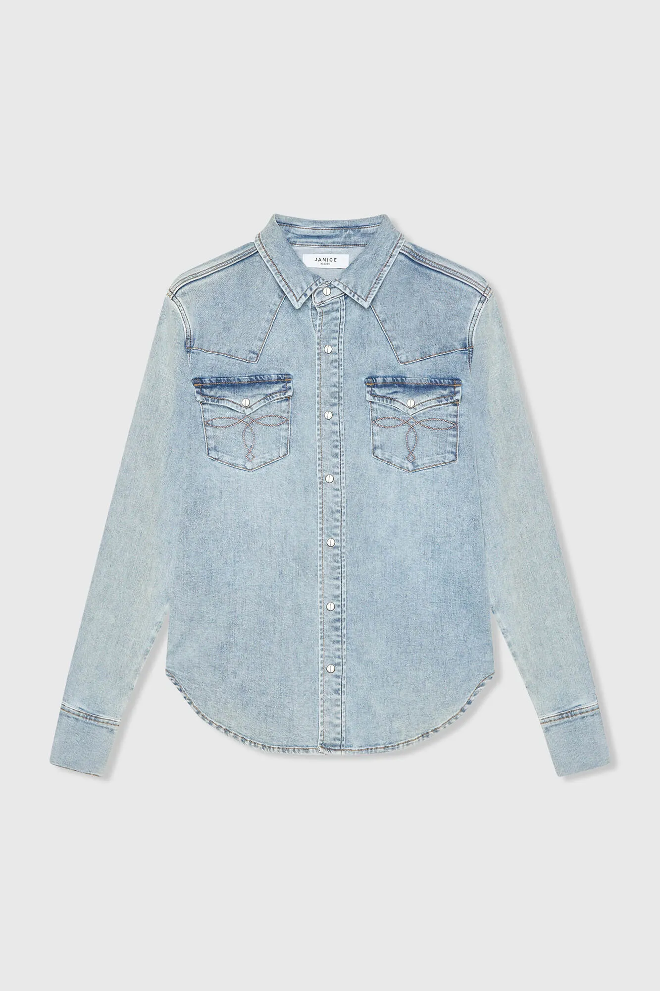 denim-blouse-dames-stretch-levi-565-janice-00 Levi Denim Blouse - Blauw 565 - Afbeelding 1