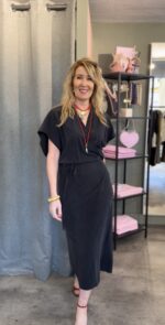 Milla Long Wrap Dress - Charcoal - Afbeelding 3