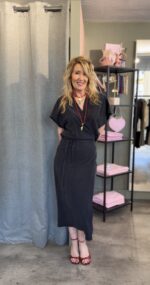 Milla Long Wrap Dress - Charcoal