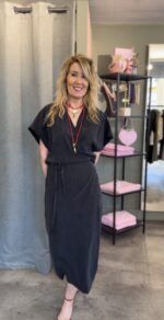 Milla Long Wrap Dress - Charcoal - Afbeelding 2