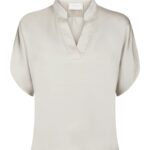 Anelle Heavy Sateen Blouse - Pearl