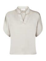 Anelle Heavy Sateen Blouse - Pearl