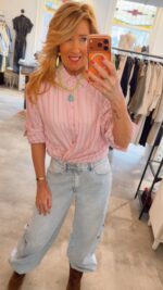 Stripe Blouse - Soft Pink/Green