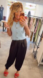 Evita Crop Harem Tall Pant - Mocca