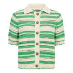 OdetteCC Stripe SS Cardigan  - Green
