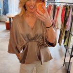 Rivina Heavy Sateen Blouse - Dark Taupe