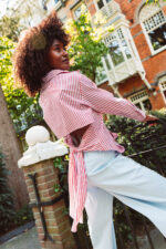 Tie Wrap Blouse - Stripe Red - Afbeelding 2