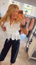 Cherry Paris Top - White