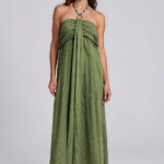 Strapless Beads Dress - Army