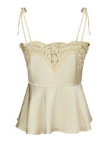 Kaela Heavy Sateen Lace Top - Light Yellow - Afbeelding 2
