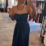 Strapless summer dress - Navy
