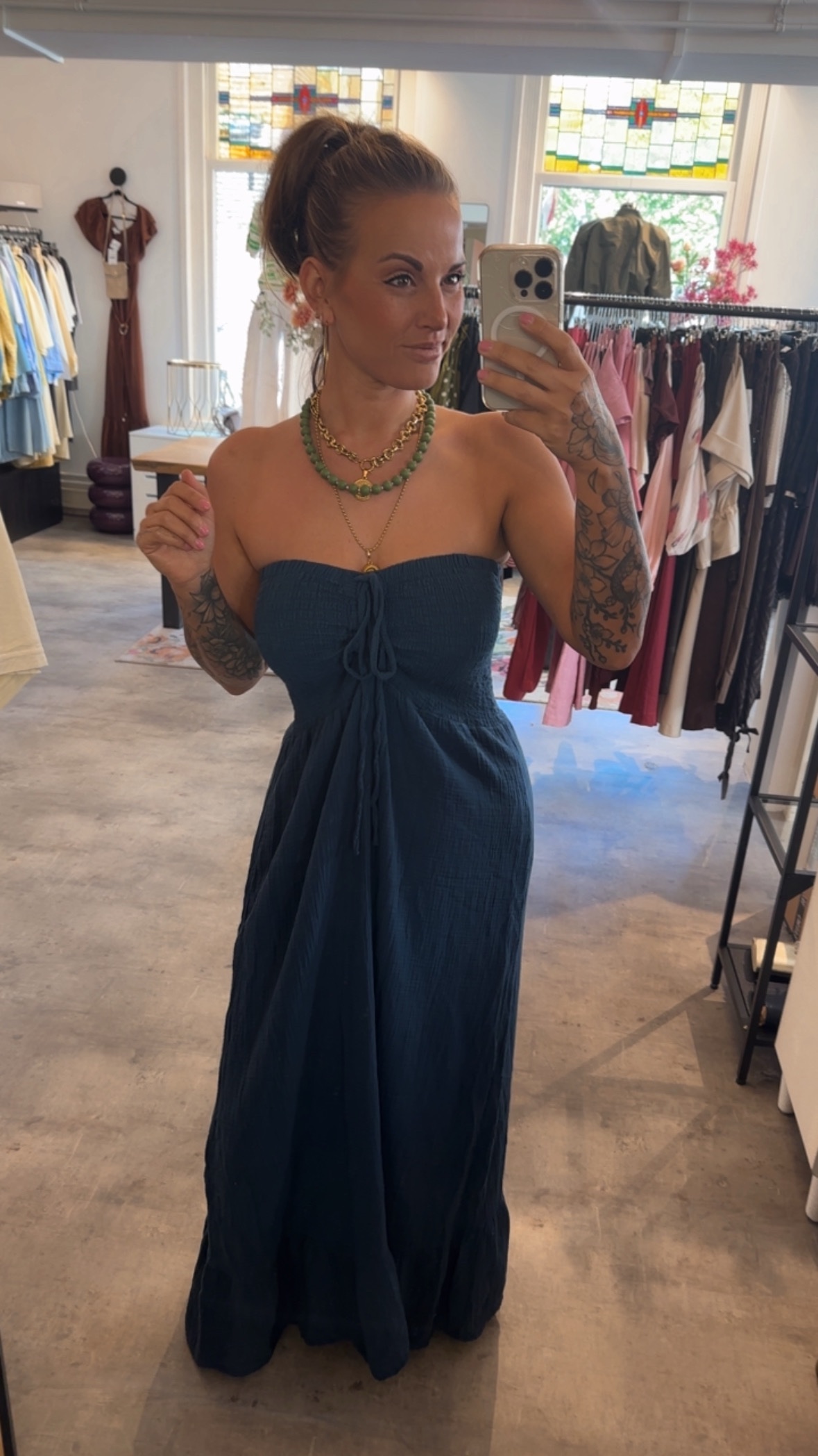 eid1812337769251130cameraposition1-11 Strapless summer dress - Navy - Afbeelding 1