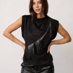 BobbieCC Fringe Pleat Top - Black