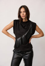 BobbieCC Fringe Pleat Top - Black