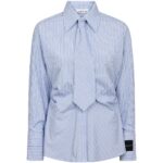 Emma Tie Stripe Shirt - Pale Blue