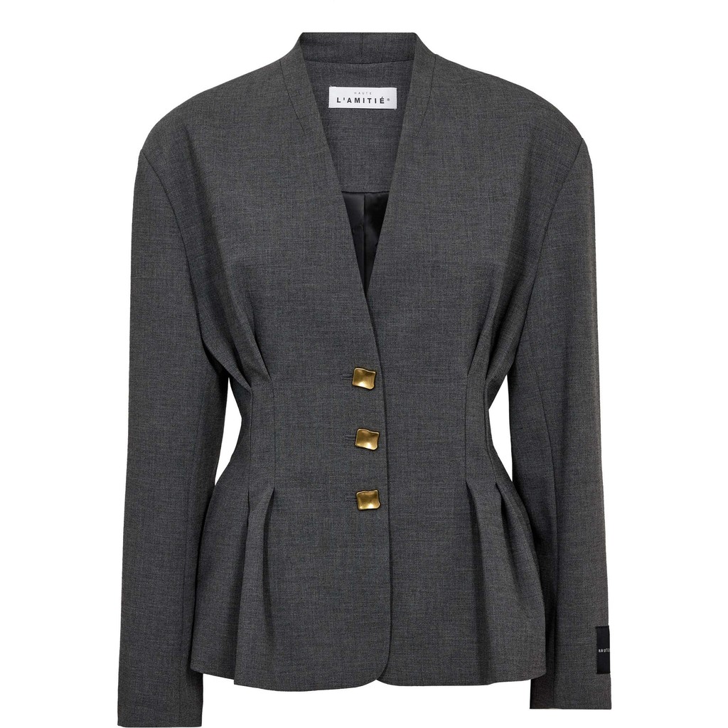 HL10669_Grey_1 Enna Waist Pleat Blazer - Antracit - Afbeelding 1