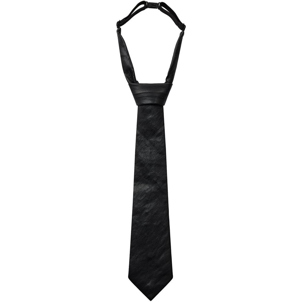 HL10699_Black Faux Leather Tie - Black - Afbeelding 1