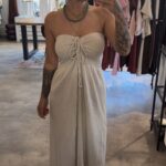 Strapless summer dress - Sand
