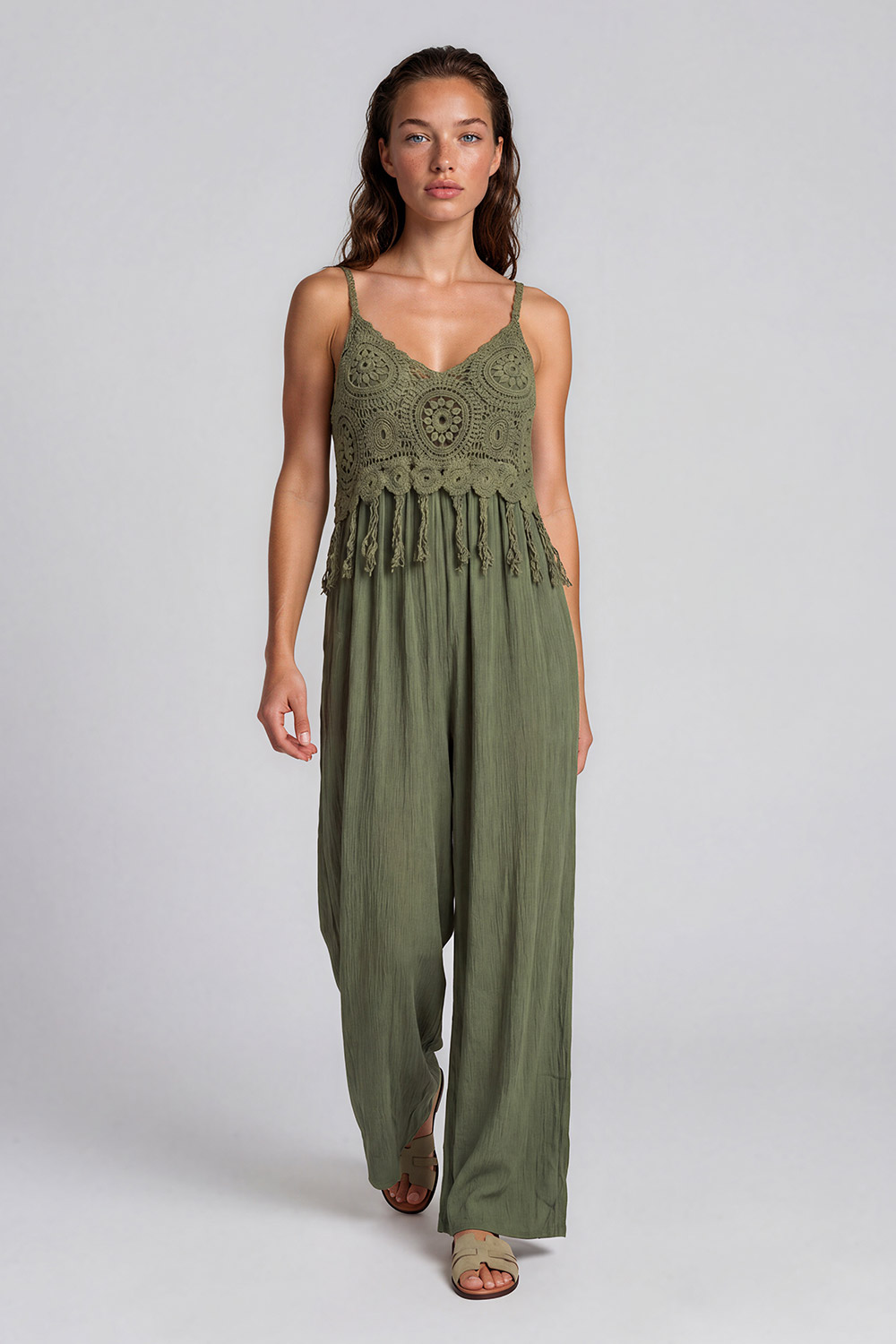 f781ae68c7da3efcac76aef4995946f6 Crochet Jumpsuit - Army - Afbeelding 1