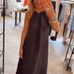 Fleur Halter Dress - Dark Brown