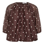 DitaCC Dot Balloon Blouse - Dark Brown