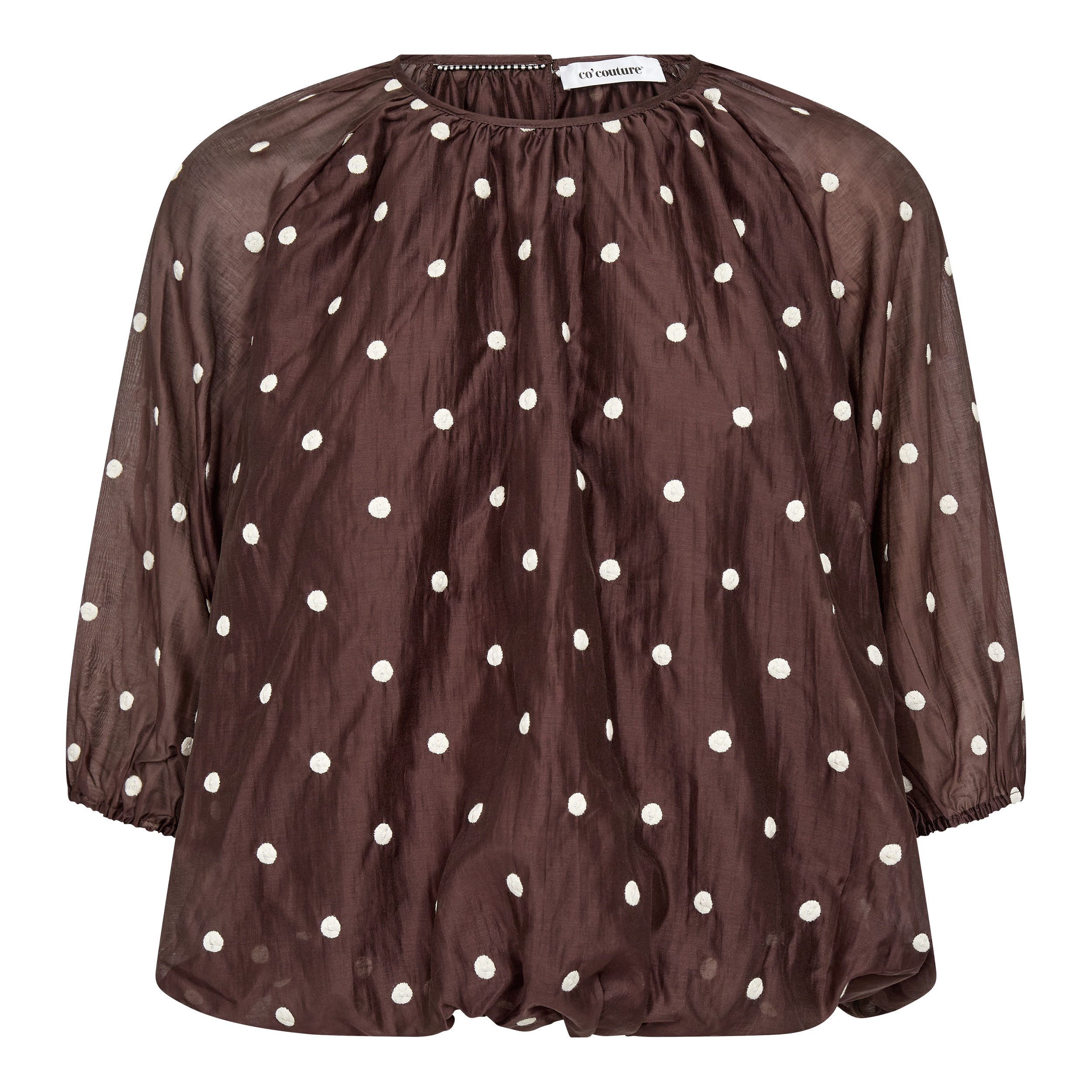 500042-DitaCC-Dot-Balloon-Blouse-20003-11 DitaCC Dot Balloon Blouse - Dark Brown - Afbeelding 1