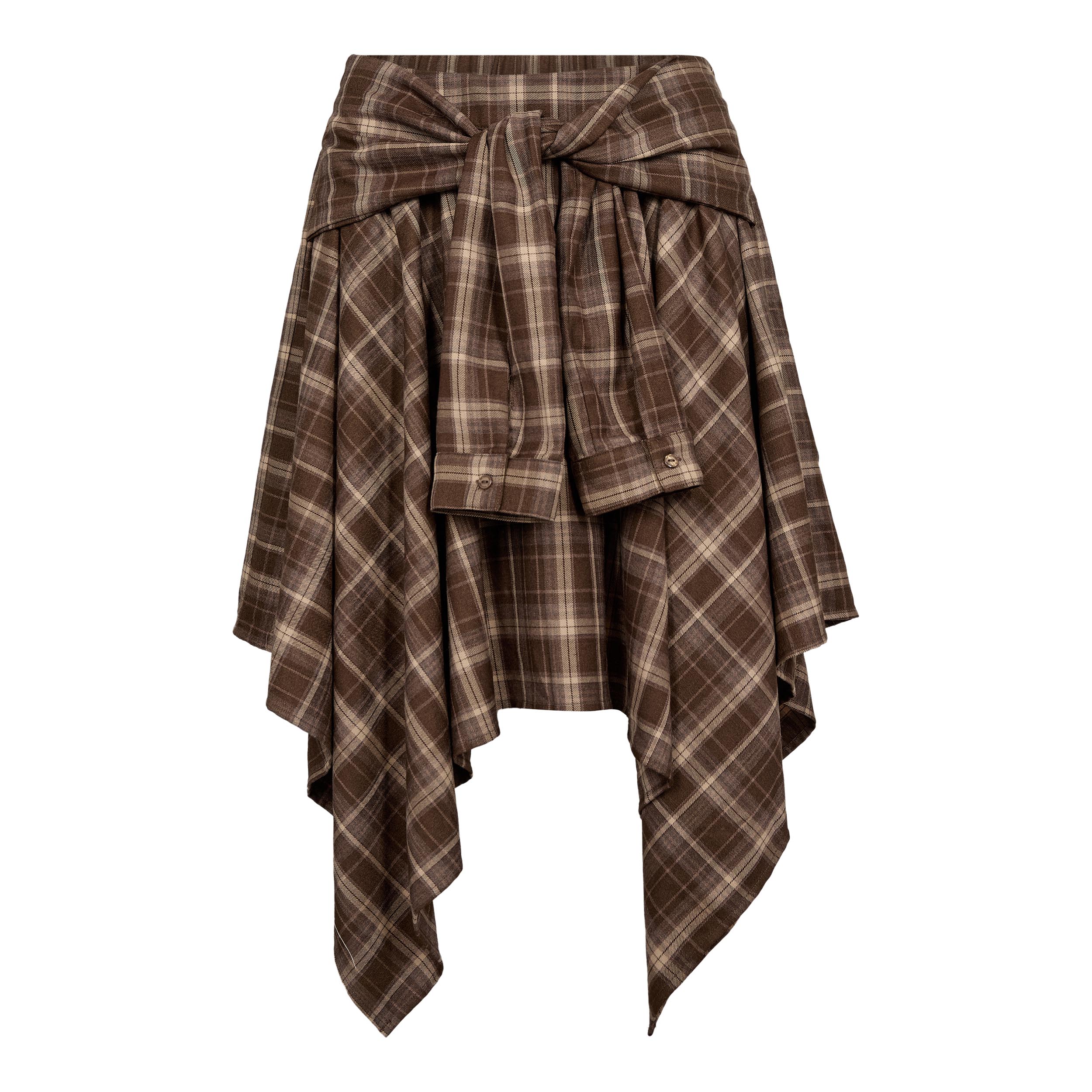 500069-DagnyCC-Check-Tie-Skirt-20002-11 DagnyCC Check Tie Skirt - Brown - Afbeelding 1