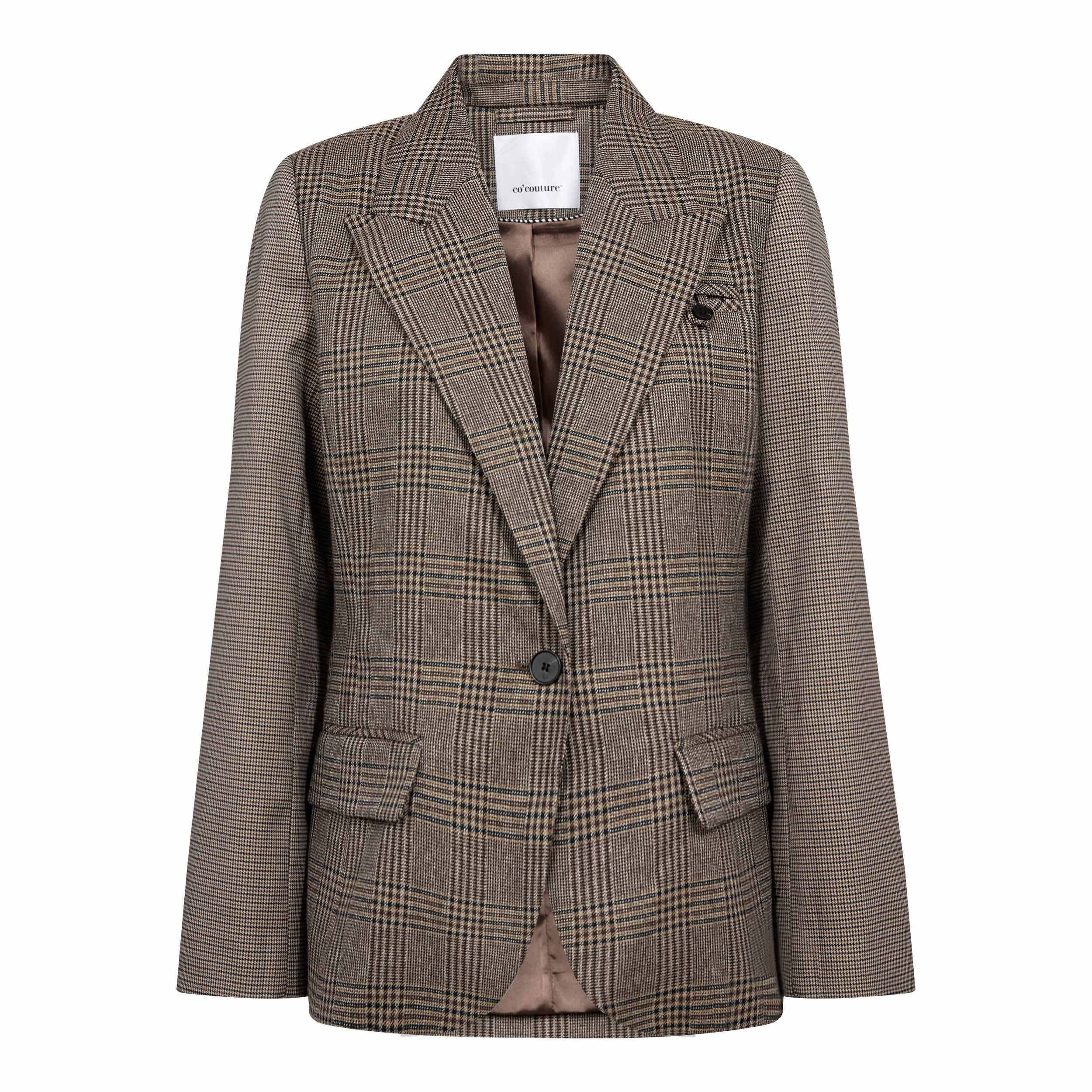 500144-VeyaCC-Check-Fitted-Blazer-20002-11 VeyaCc Check Fitted Blazer - Brown - Afbeelding 1