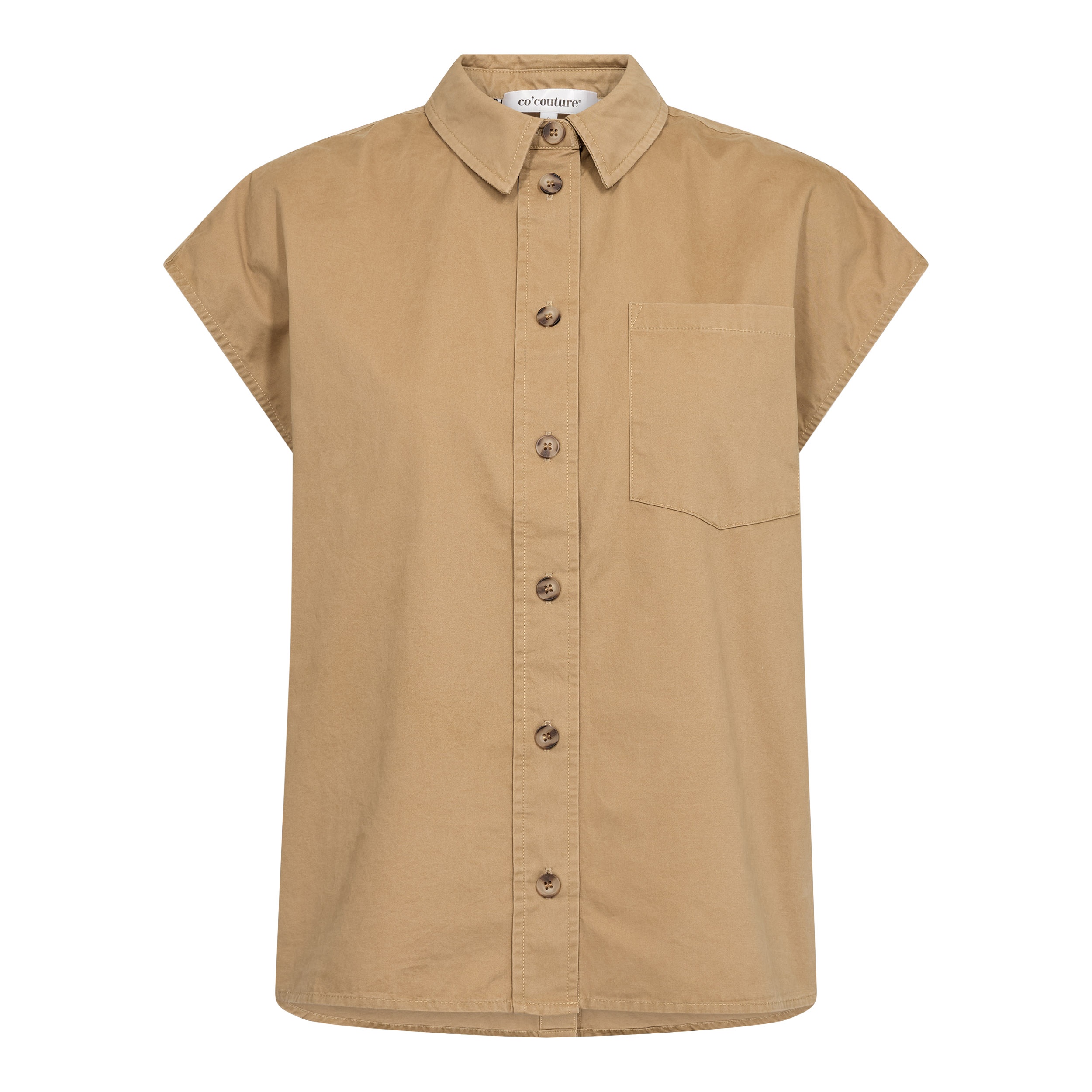 500420-EvelynCC-Slit-Back-SS-Shirt-20012-11 - Packshot EvelynCC Slit Back SS Shirt - Sand - Afbeelding 1