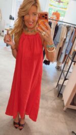 Fleur Halter Dress - Red