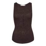 ClaireCC Rib Grandad Tank Top - Dark Brown