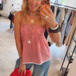 Bonbon Check Top - Red
