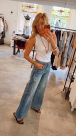 Queen Wide Leg Belt Jeans - Mid Blue - Afbeelding 2