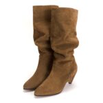 Jasmina 50 Stiletto Suede Boots - Cinnamon/Dark Taupe