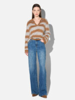 Resort Cashmere Merino Polo Pullover - Camel Stripe - Afbeelding 2