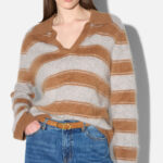 Resort Cashmere Merino Polo Pullover - Camel Stripe