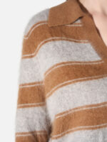 Resort Cashmere Merino Polo Pullover - Camel Stripe - Afbeelding 3