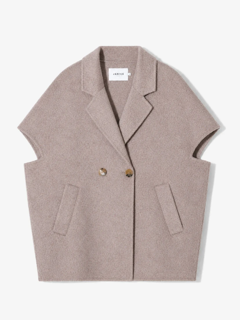 wollen-cape-dames-jas-knopen-archie-beige-00 Archie Jacket - Beige - Afbeelding 1
